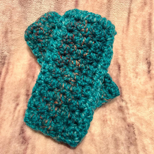 Bright Teal Fingerless Gloves